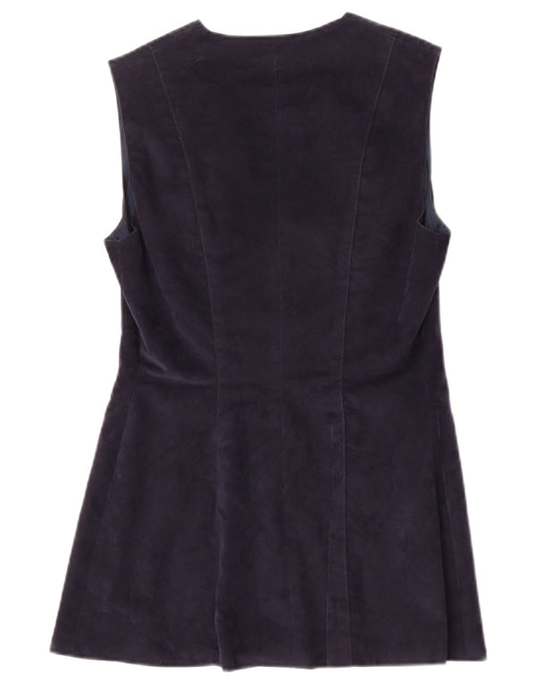 Vintage Damen Longline Weste UK 10 Small Marineblau