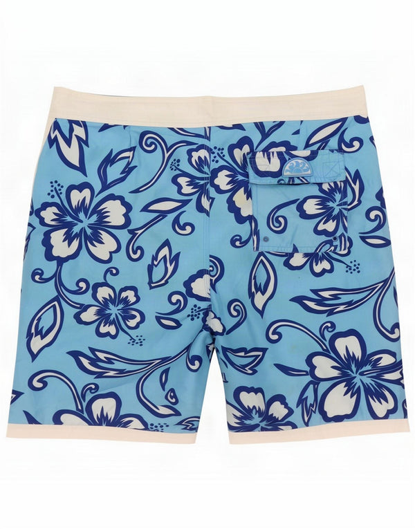 Sundek Mens Swimming Shorts Large W34 Blue Floral Polyester