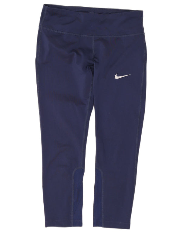 Nike Damen Dri Fit Capri Leggings UK 10 Small Marineblau