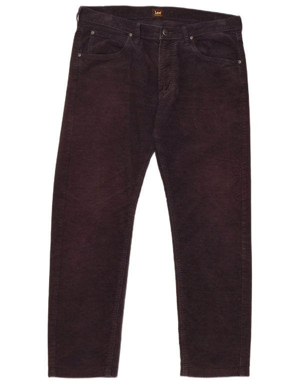 Lee Mens Daren Zip Fly Ravne hlače od samta W34 L29 tamnoplavi pamuk