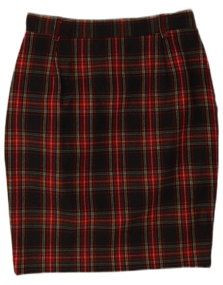 Vintage kvinders blyantnederdel IT 44 Medium W28 sort plaid polyester