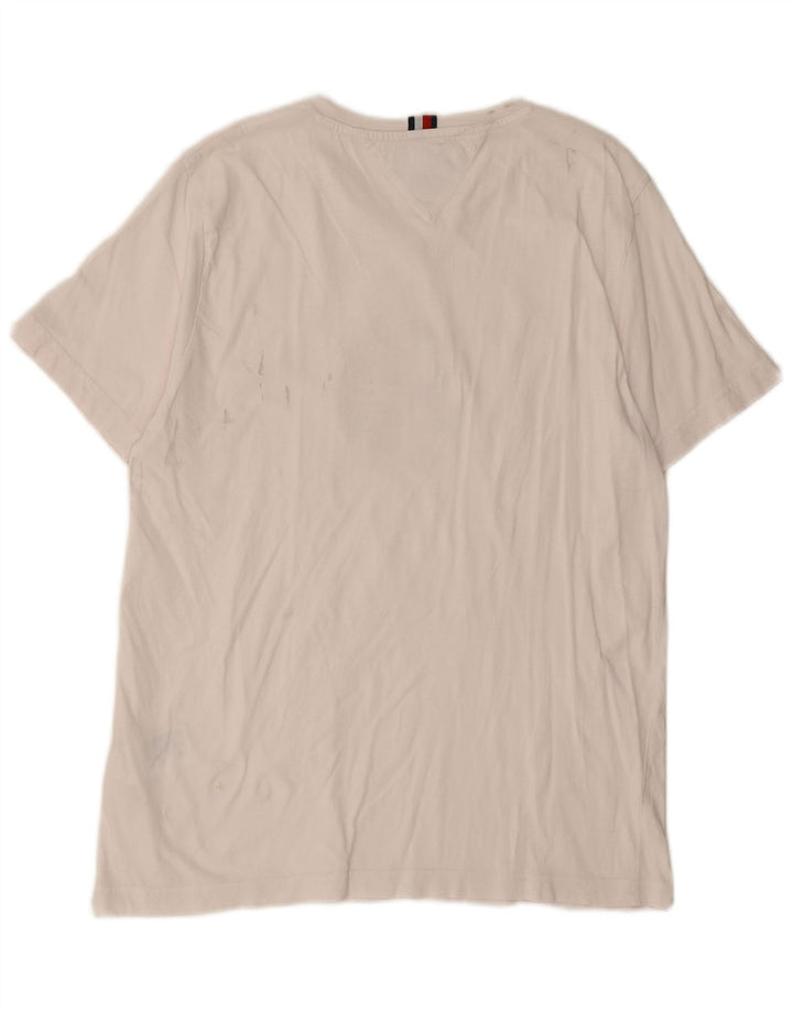 Tommy Hilfiger Mens Graphic T-Shirt Top Large White Cotton