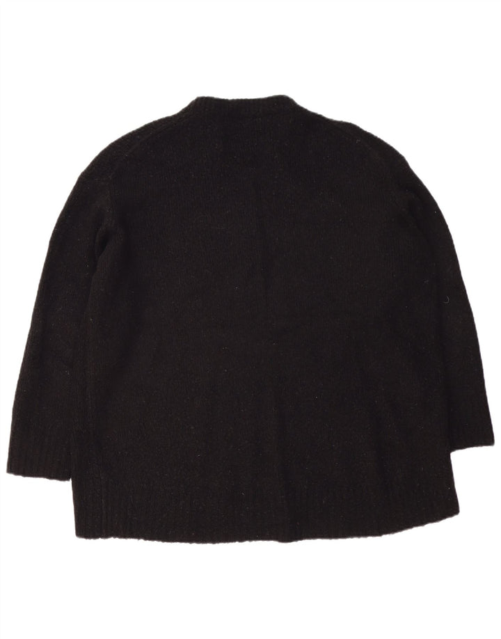 Zara Womens Oversized Crew Neck Jumper Sweater UK 14 Medium Black Acrylic