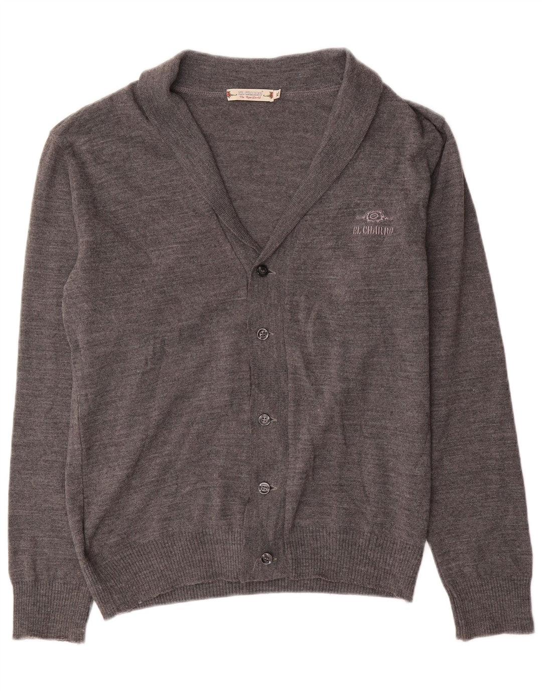 El Charro Mens Cardigan Sweater XL Grey Wool