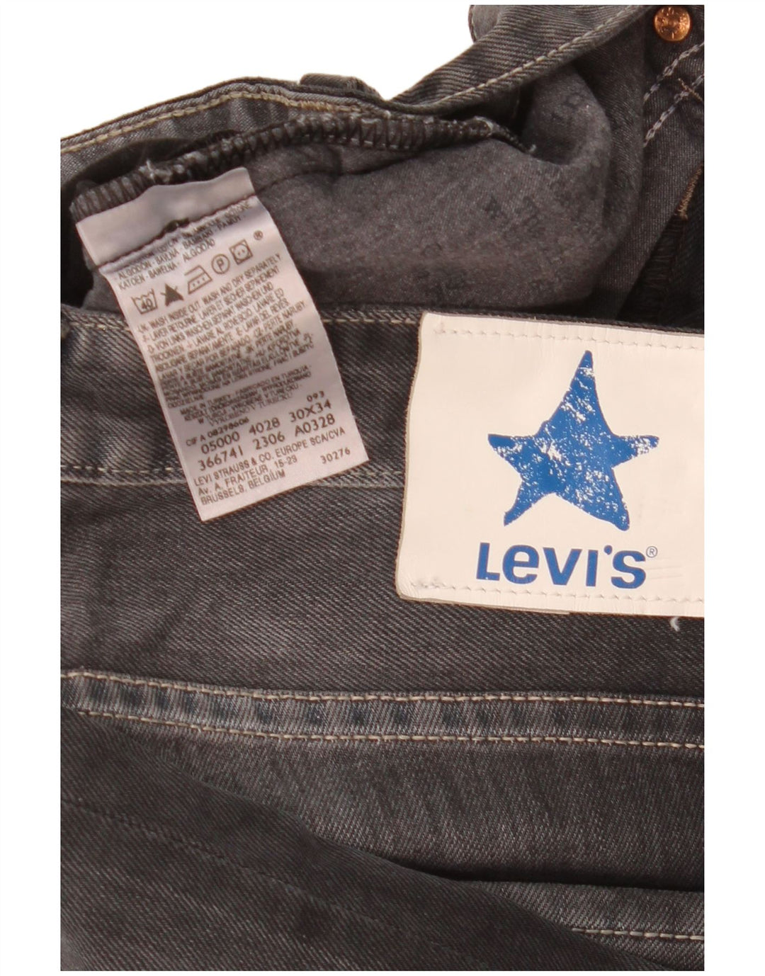 Levi's Mens Straight Jeans W30 L34 Grey Cotton