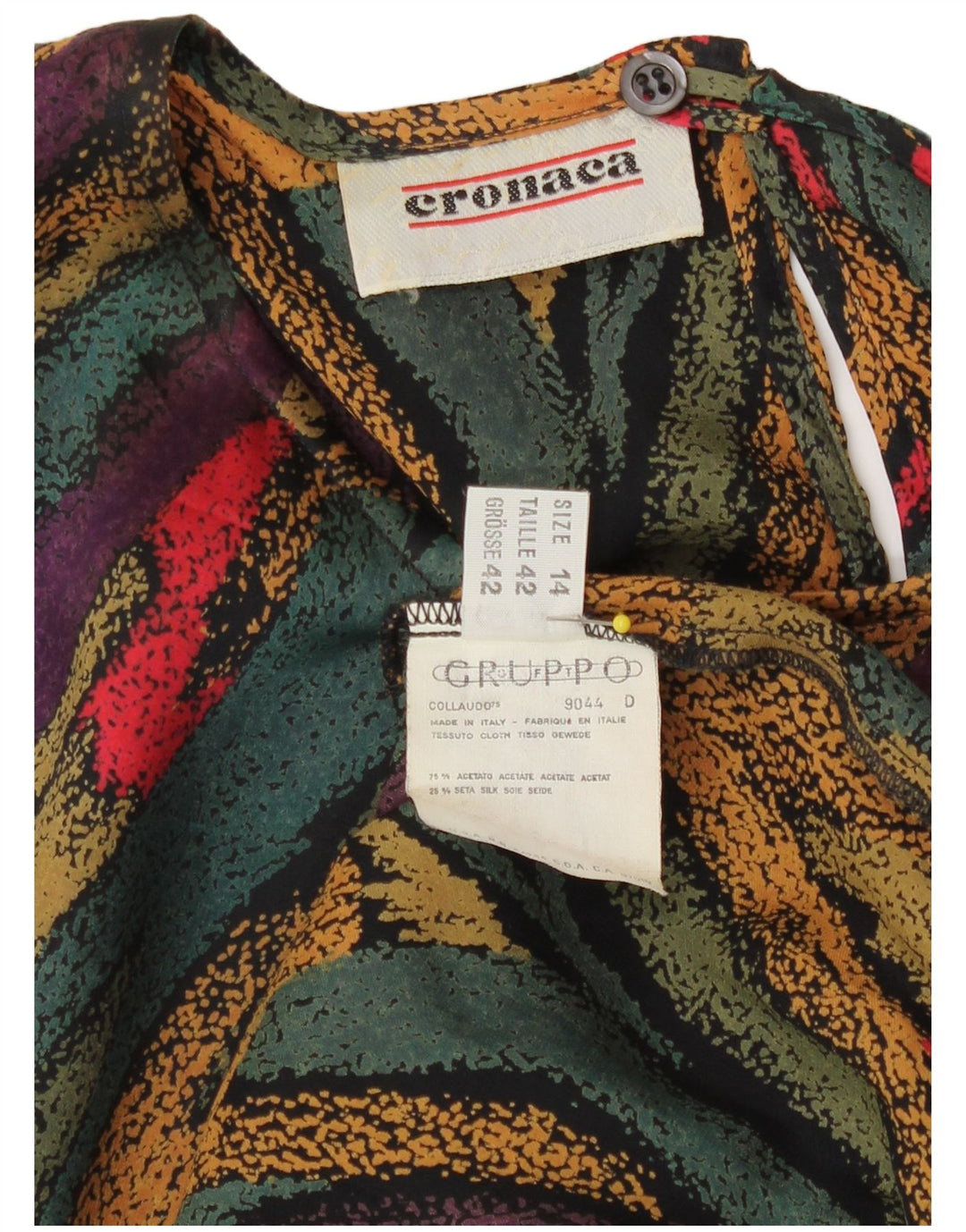 Vintage Womens Abstract Pattern Blouse Top UK 14 Large Multicoloured