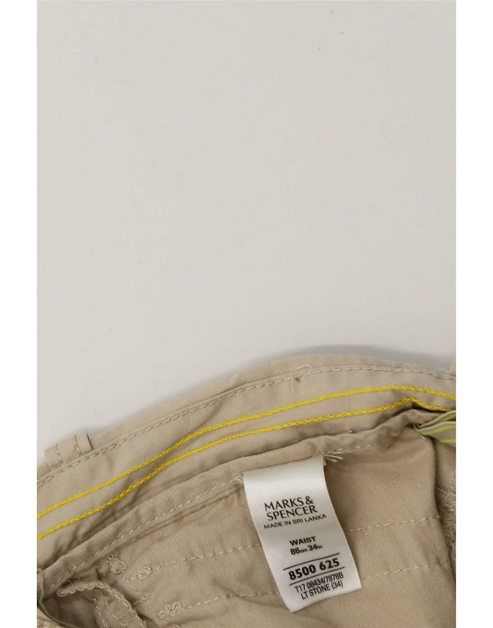 Marks & Spencer Herre Cargo Bermuda Shorts W34 Large Beige Bomuld