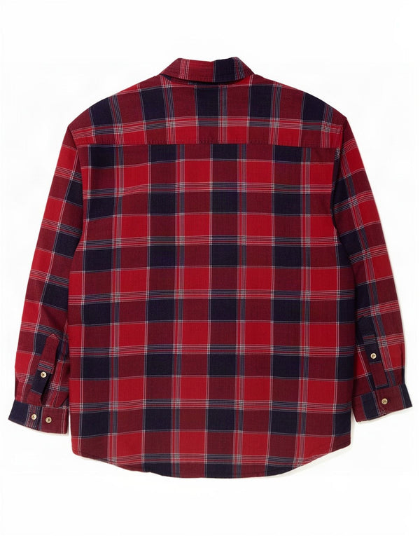 Identic Camicia da uomo in flanella da boscaiolo taglia 45/46 2XL Cotone a quadri bordeaux