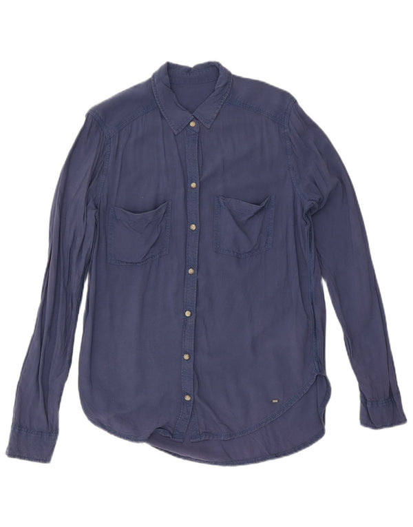 Abercrombie & Fitch Damenhemd UK 14 Medium Marineblau Viskose