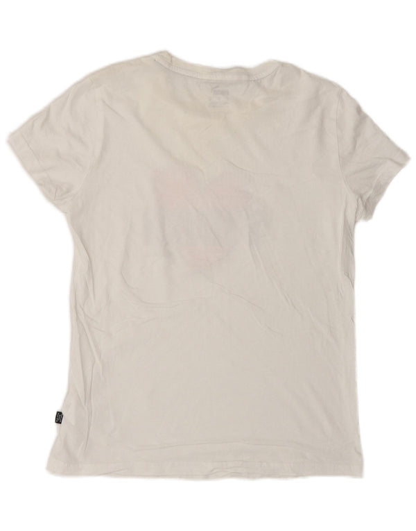 Γυναικείο γραφικό μπλουζάκι Puma Top UK 10 Small λευκό βαμβακερό
