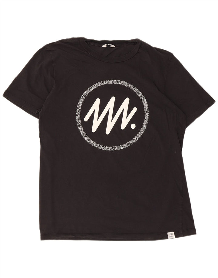Jack & Jones Mens Graphic T-Shirt Top XL Black
