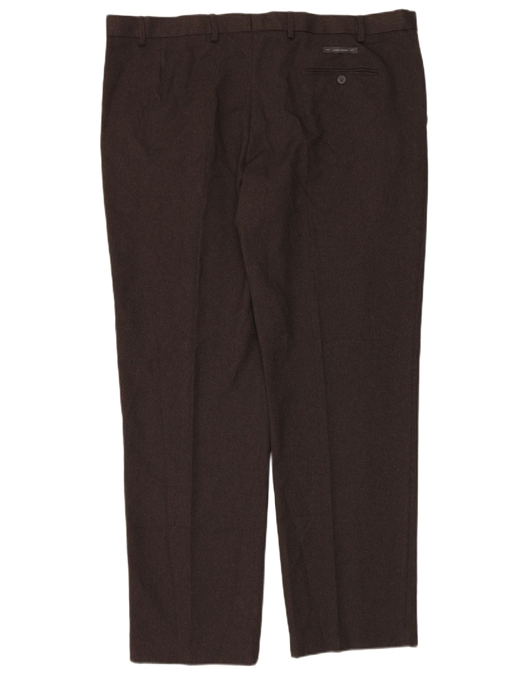 Marks & Spencer Mens Regular Fit Suit Trousers W44 L33 Brown Polyester