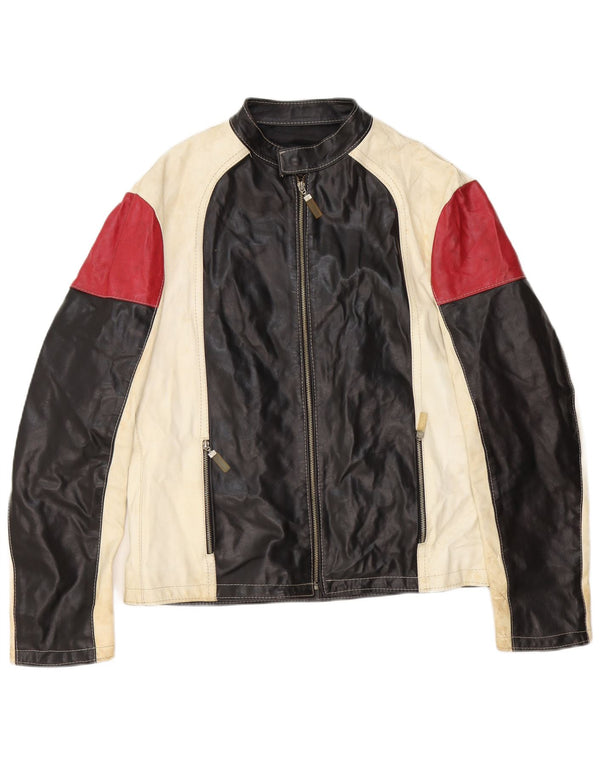 Jachetă vintage din piele pentru bărbați, UK 42 XL, negru, bloc de culoare