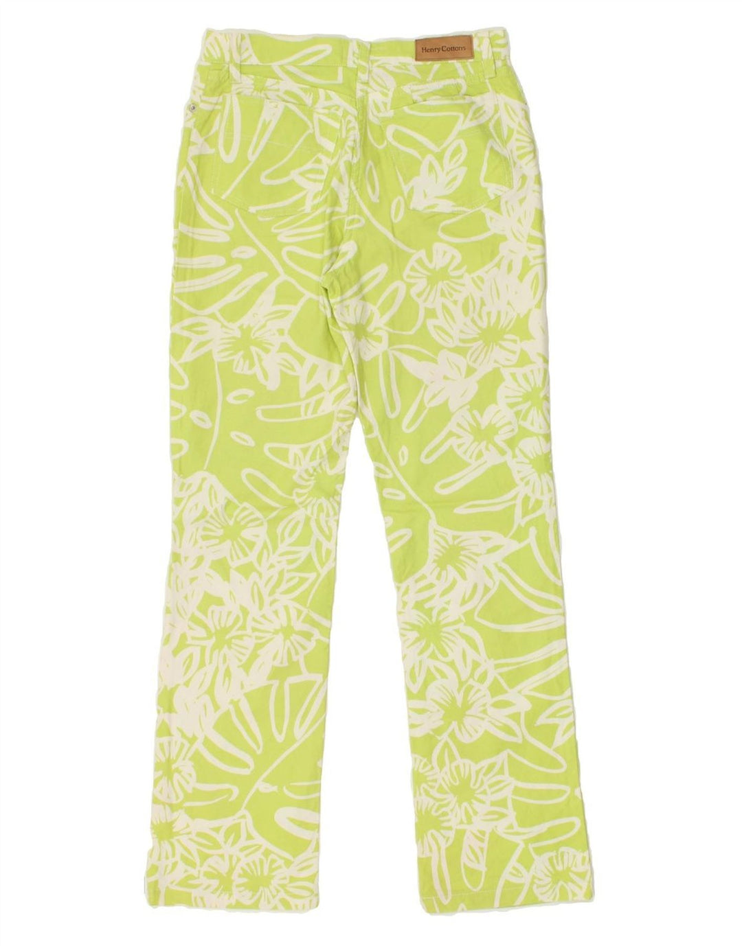 HENRY COTTONS Womens Slim Casual Trousers W28 L31  Green Floral Cotton | Vintage Henry Cottons | Thrift | Second-Hand Henry Cottons | Used Clothing | Messina Hembry 