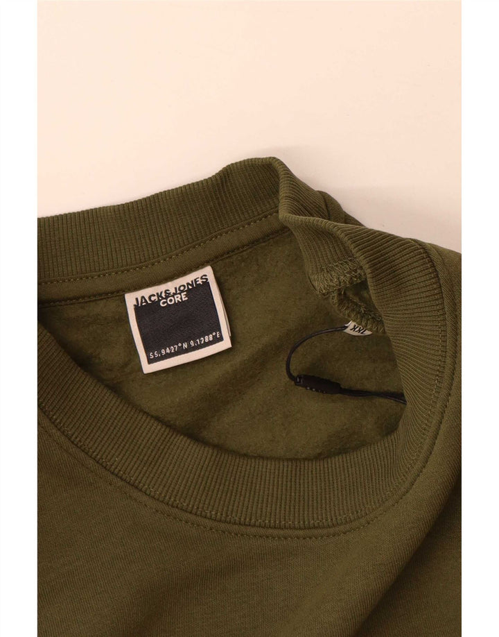 Jack & Jones Mens Graphic Sweatshirt Jumper 2XL Khaki Cotton