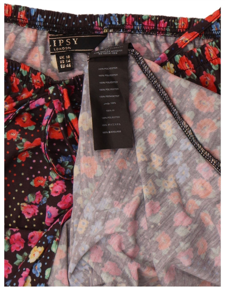 Lipsy Dame Maxi Dress UK 10 Small Black Floral Polyester