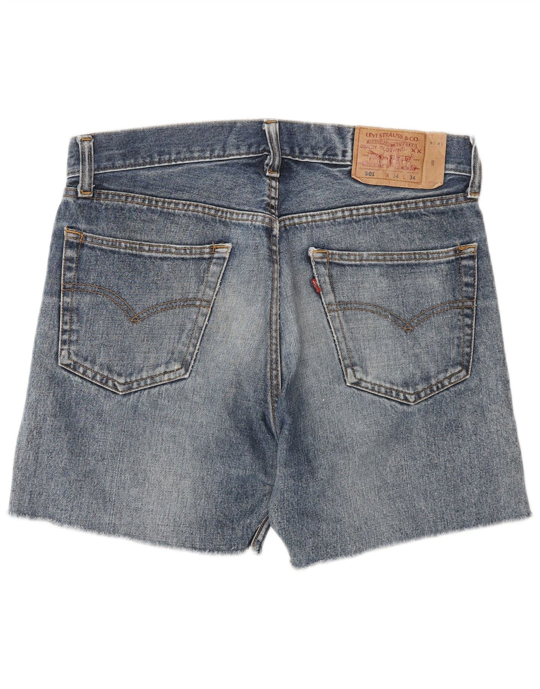 LEVI'S Pantaloncini di jeans 501 da uomo W34 grandi in cotone blu
