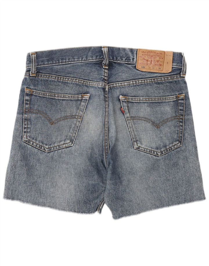 LEVI'S Pantaloncini di jeans 501 da uomo W34 grandi in cotone blu