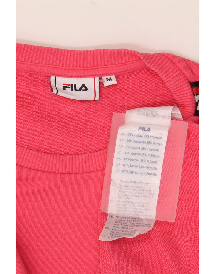 Fila Womens Graphic Sweatshirt Jumper UK 14 Medium Pink Colourblock