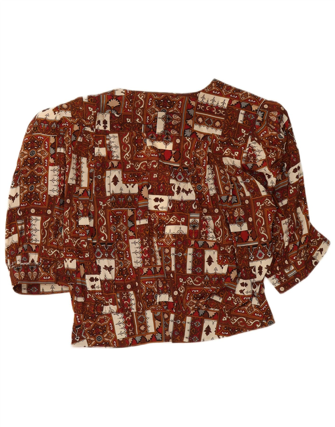 VINTAGE Womens Loose Fit Shirt Blouse IT 44 Medium Brown Patchwork