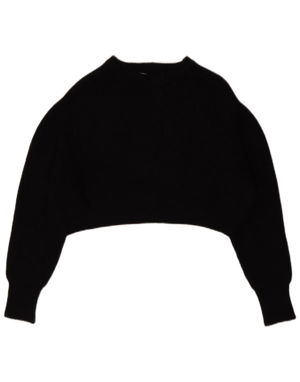 Zara Womens Crop Oversized Boat Neck Jumper Sweater UK 14 Medium Black