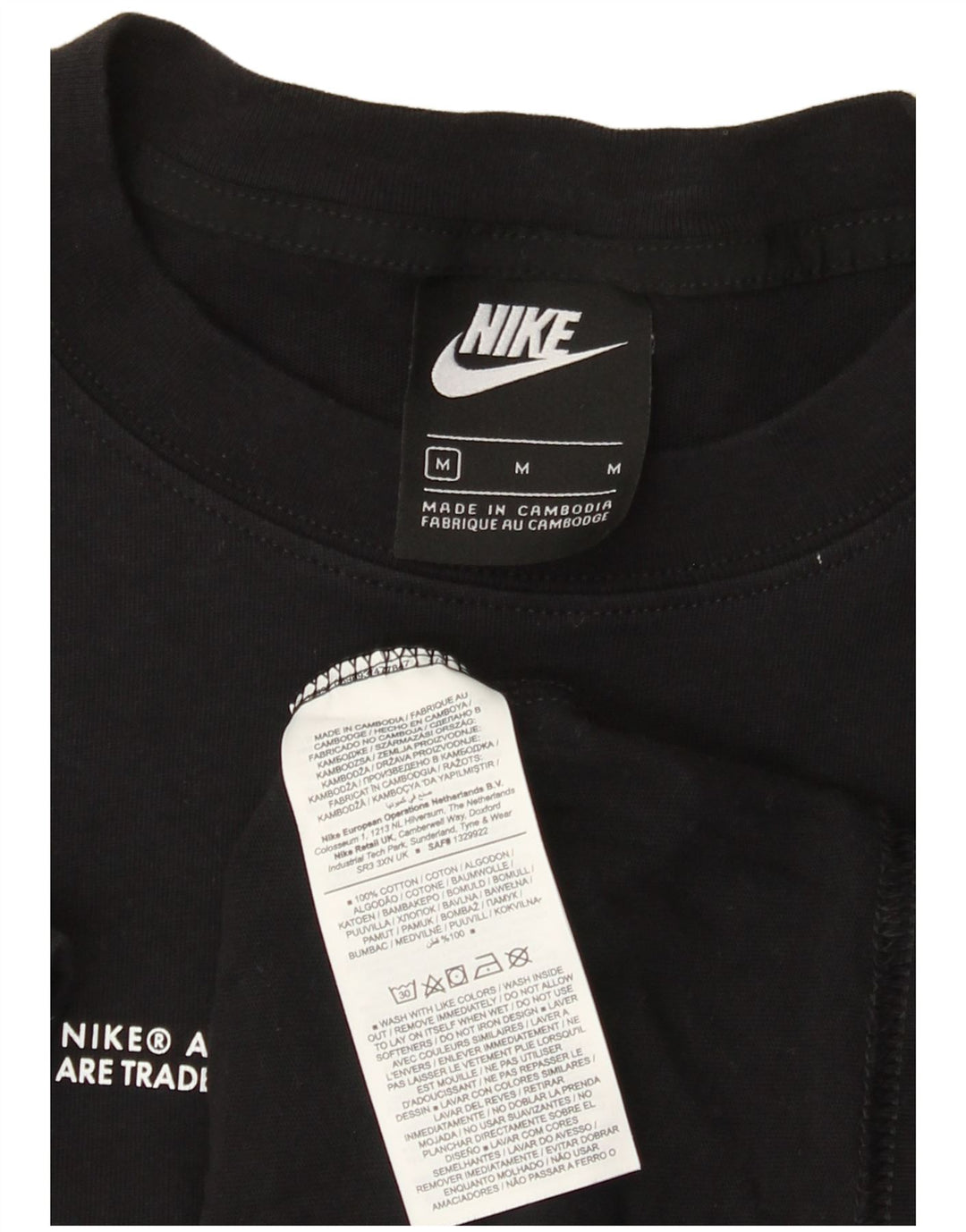 Nike Mens Swoosh Graphic T-Shirt Top Medium Black Cotton