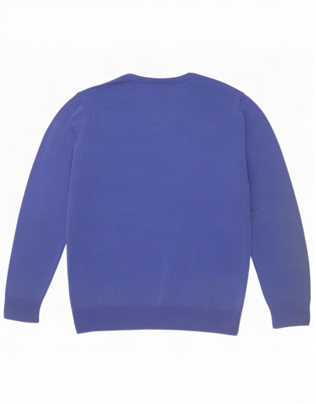 Marks & Spencer Womens V-Neck Jumper Sweater UK 12 Medium Blue Merino Wool