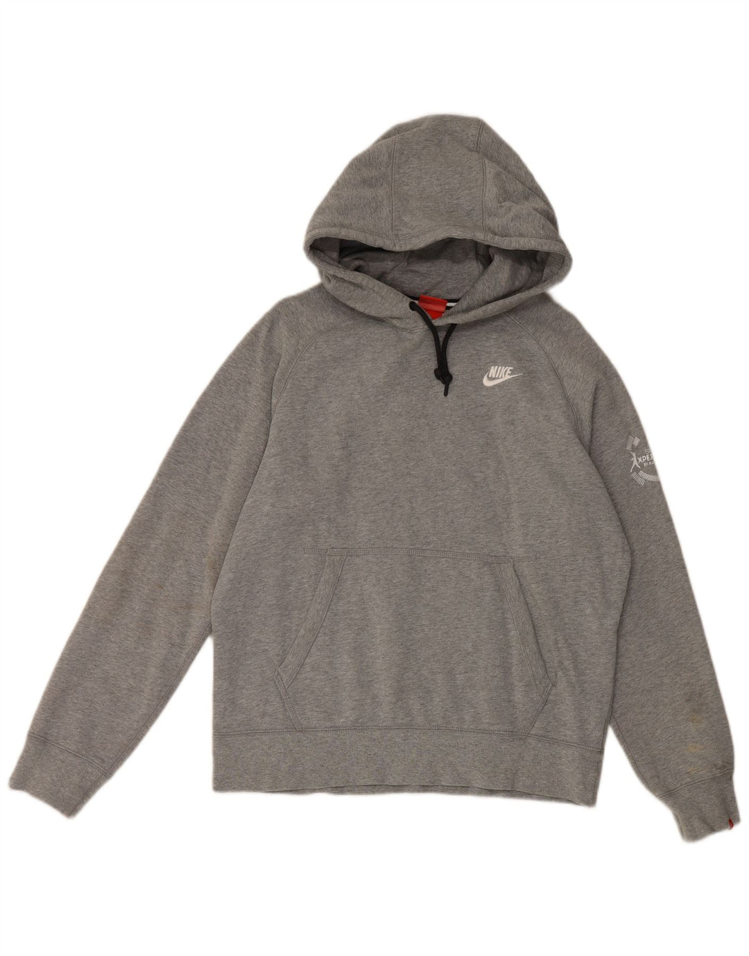 Nike Mens Graphic Hoodie Jumper Medium Grey Flecked Cotton