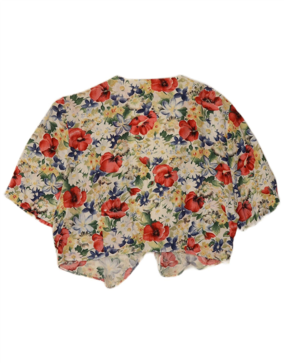 Vintage Womens Crop Blouse Top UK 12 Medium Multicoloured Floral Viscose