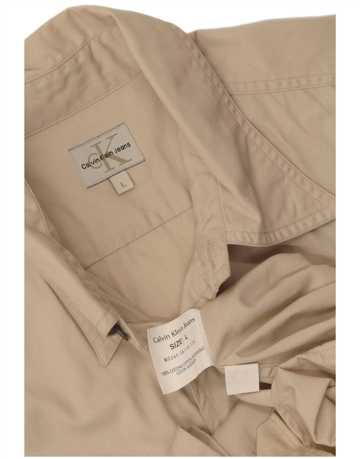 CALVIN KLEIN JEANS Mens Shirt Large Beige Cotton