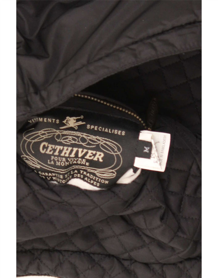 Vintage Womens Oversized Reversible Quilted Gilet UK 12 Medium Black Nylon