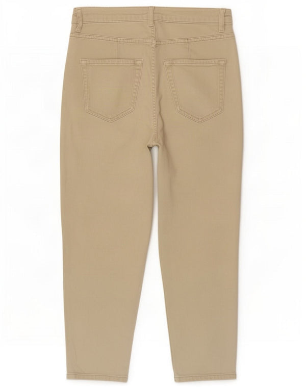 Marks & Spencer Womens Crop Casual Trousers UK 12 Medium W30 L25 Beige