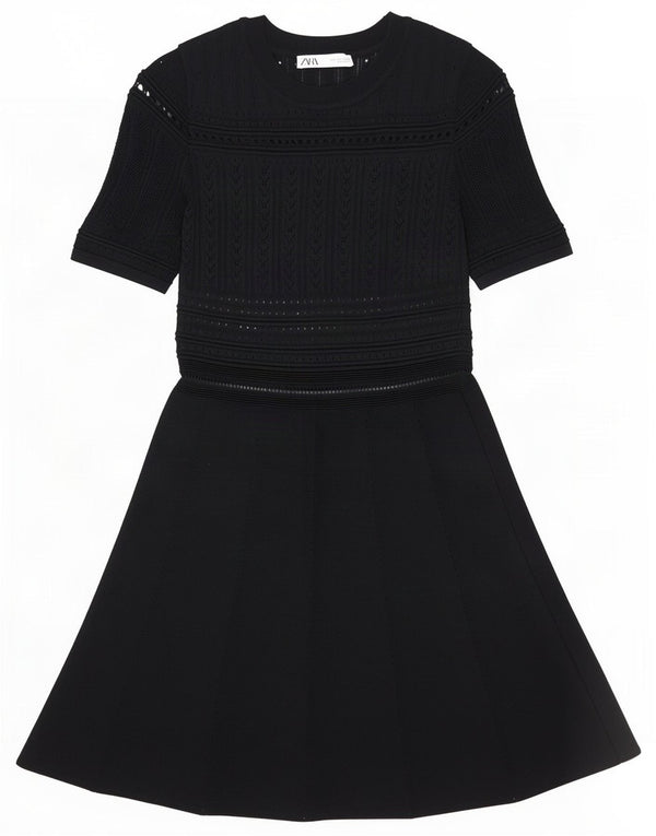 Zara Womens Jumper Dress UK 14 Large Black