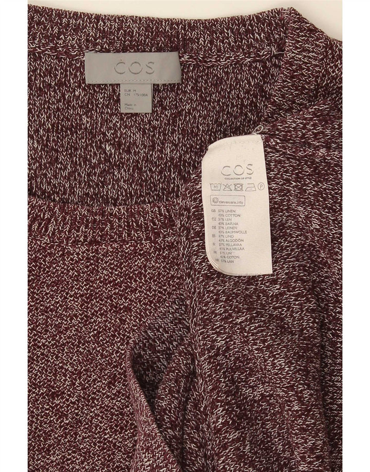 Cos Mens Crew Neck Jumper Sweater Medium Burgundy Flecked Linen
