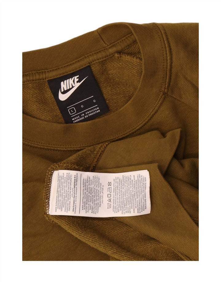 Nike Mens Sweatshirt Jumper Large Khaki Cotton