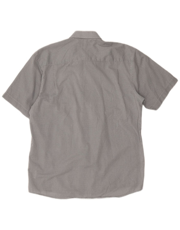Pierre Cardin Camisa de manga corta para hombre de ajuste regular XL Gris Chevron Poliéster