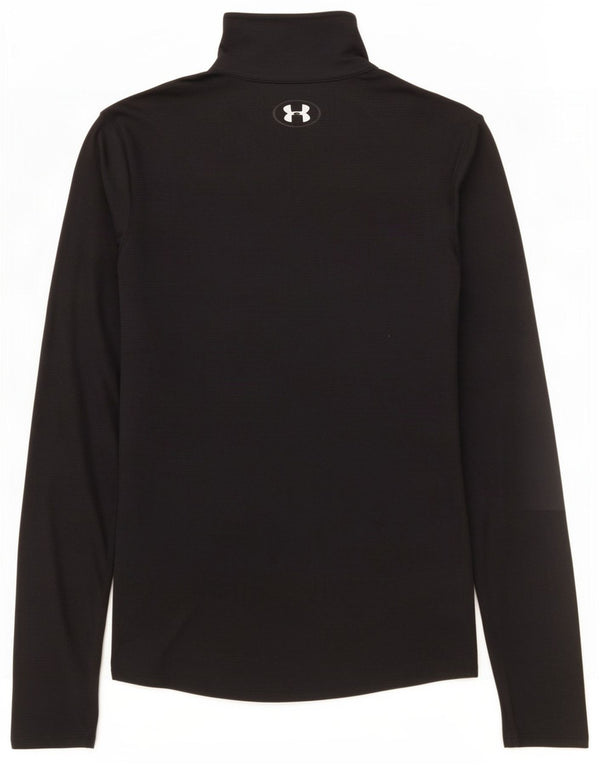 Under Armour Uomo Heat Gear Zip Collo Top Manica Lunga Piccolo Nero
