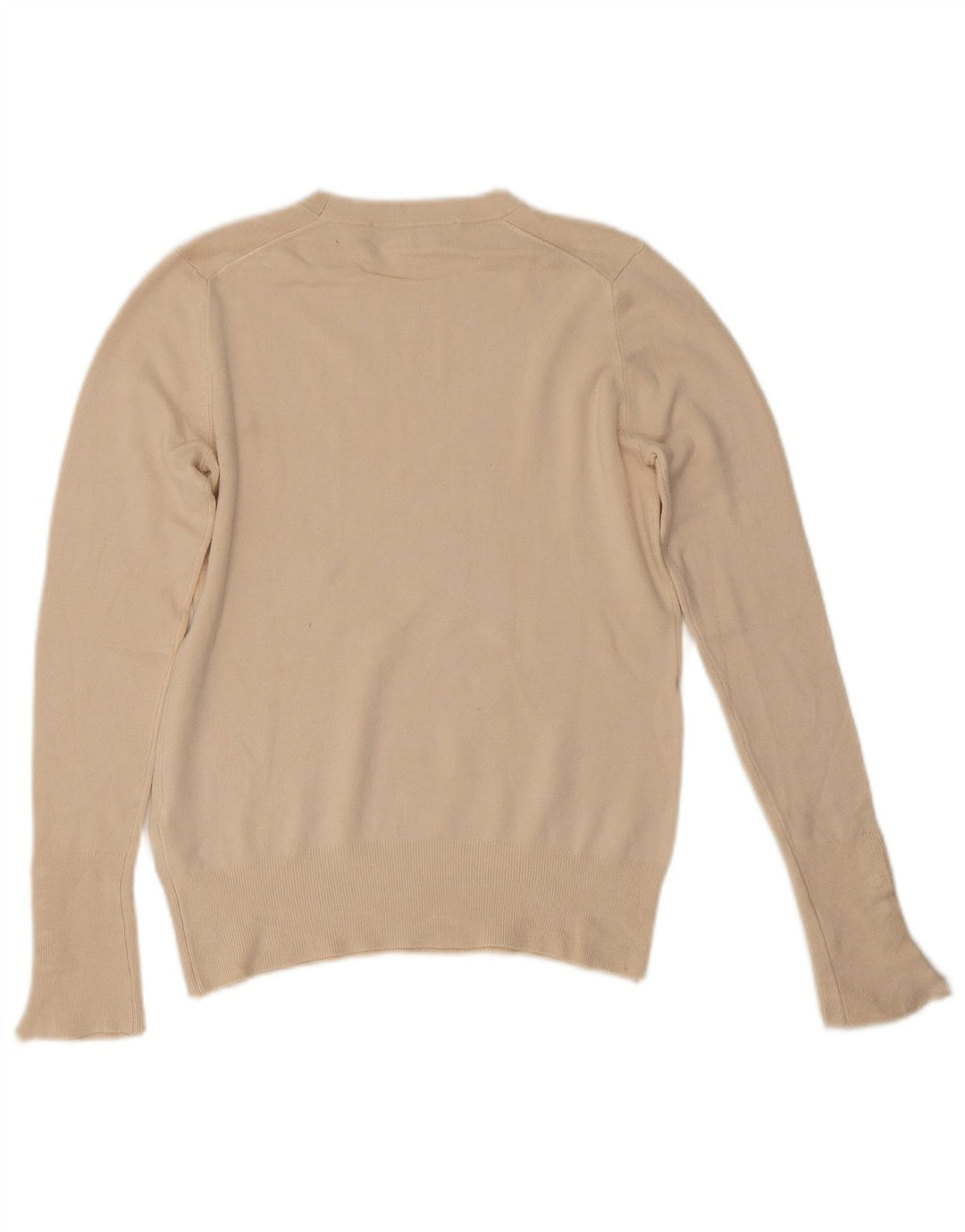 Zara Womens Crew Neck Jumper Sweater UK 12 Medium Beige Viscose