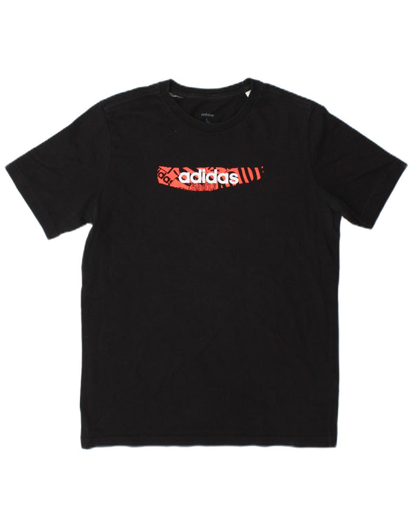 Adidas Boys Graphic T-Shirt Top 13-14 Years Black Cotton