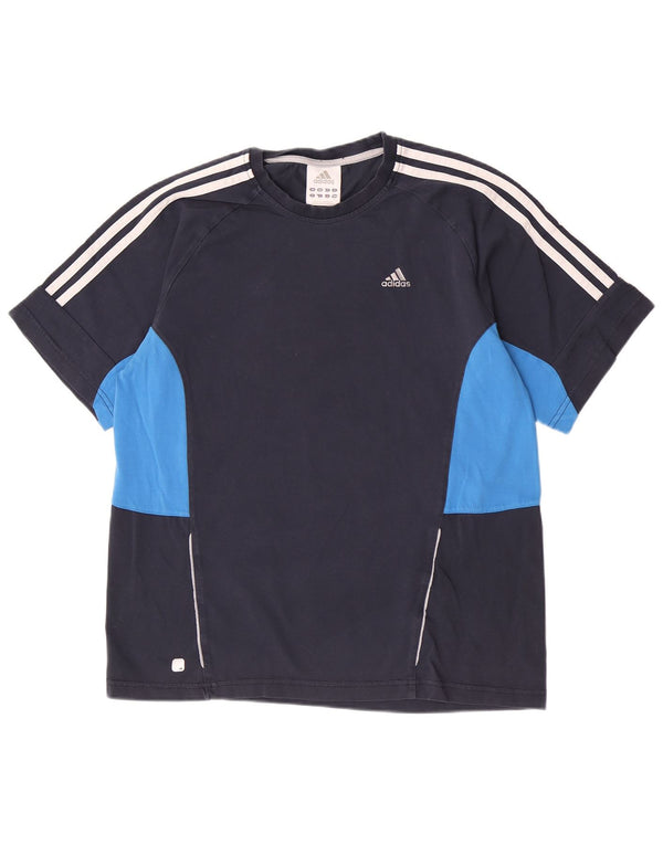 Adidas Mens Short Sleeve Regular T-Shirt Top Small Navy Blue Colourblock