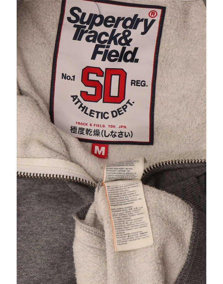 Superdry Mens Graphic Tracksuit Top Jacket Medium Grey Flecked Cotton