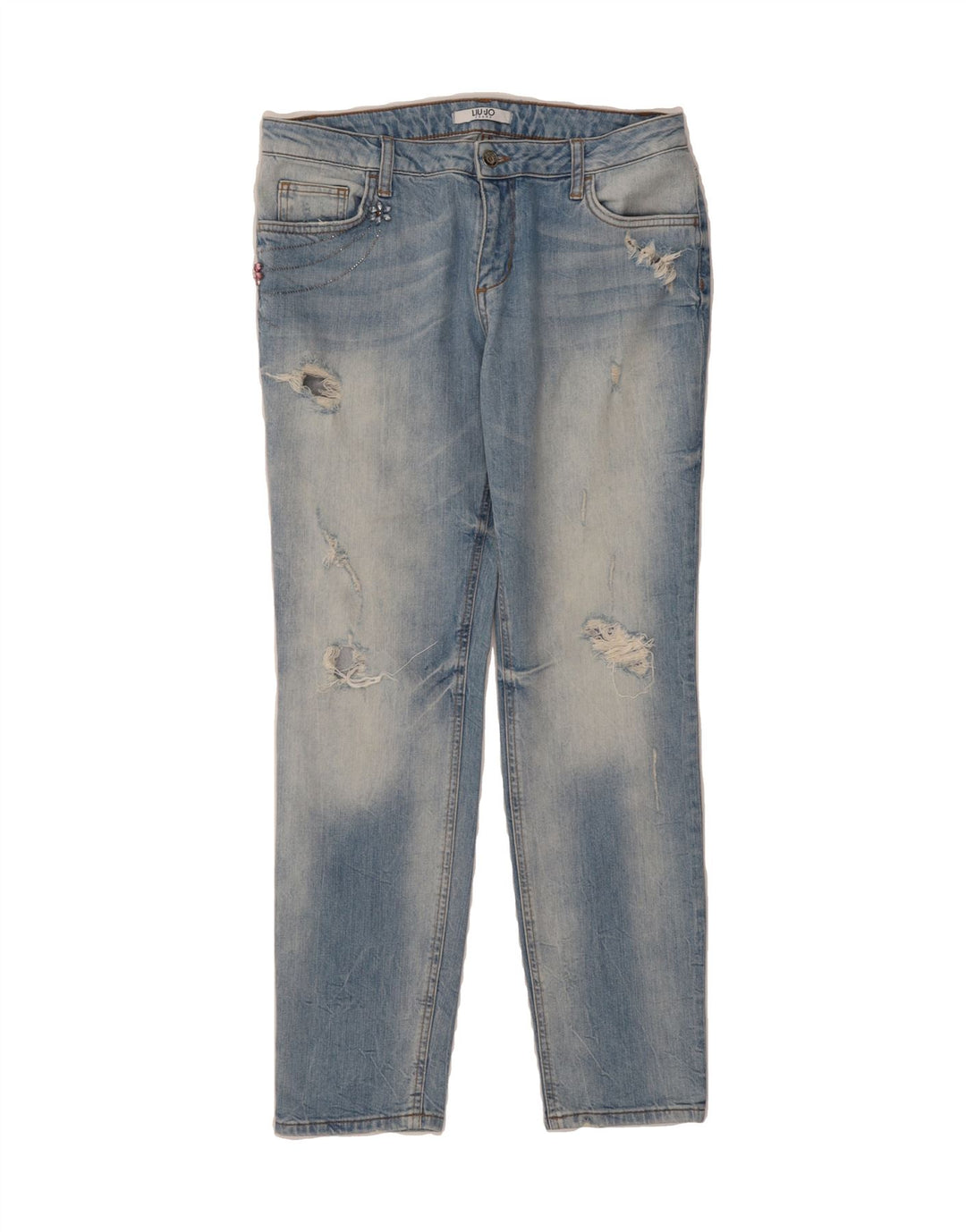 LIU JO Womens Distressed Slim Jeans W30 L28 Blue Cotton Vintage Liu Jo and Second-Hand Liu Jo from Messina Hembry 