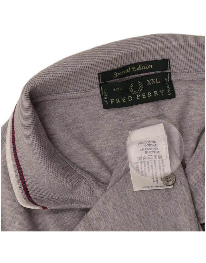 Fred Perry Mens Polo Shirt 2XL Grey Flecked Cotton