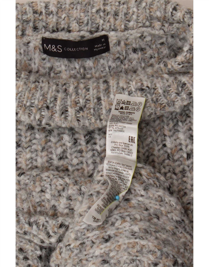Marks & Spencer Mens Turtle Neck Jumper Sweater UK 14 Medium Grey Flecked
