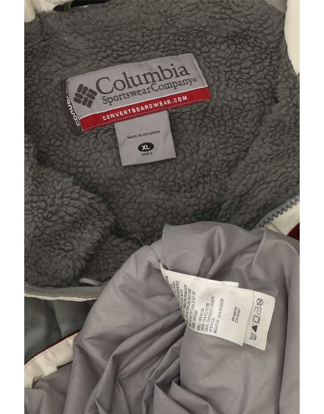 Columbia Skijakke til mænd UK 42 XL Burgundy Colourblock Polyester