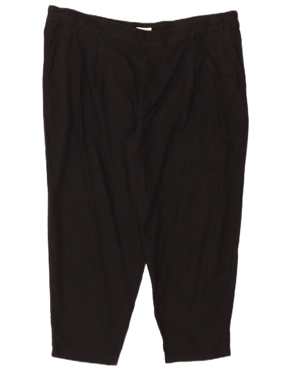Marks & Spencer Womens Capri Trousers UK 24 4XL W42 L25 Black Linen