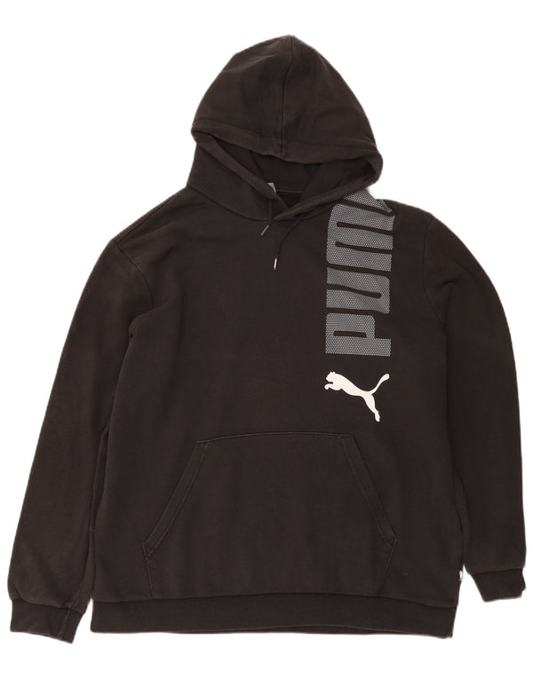 Felpa con cappuccio grafica da uomo Puma XL in cotone nero