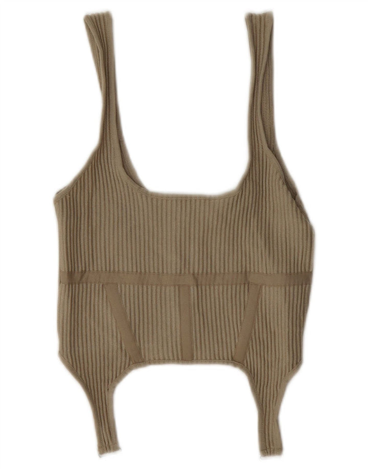 Zara Γυναικείο Crop Top UK 8 Small Beige Polyester
