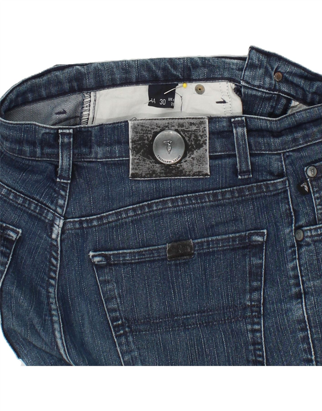 TRUSSARDI Womens Straight Jeans W28 L28 Navy Blue Vintage Trussardi and Second-Hand Trussardi from Messina Hembry 