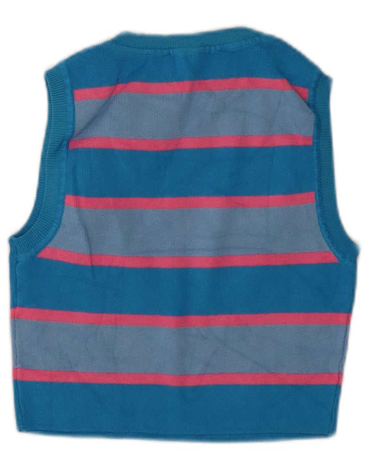 Zara Womens Crop Vest Top UK 12 Medium Blue Striped Viscose